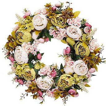 19" Vintage Silk Peony Wreath for Door Wall Wedding Decor