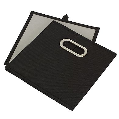 Foldable Fabric Storage Bins Poly-woven Chipboard Grommet Handle Stackable