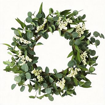 20" Artificial Eucalyptus Wreath Spring Summer Wedding Festival