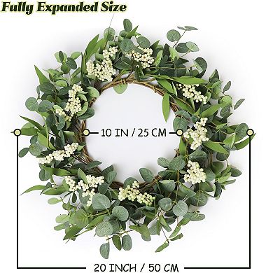 20" Artificial Eucalyptus Wreath Spring Summer Wedding Festival