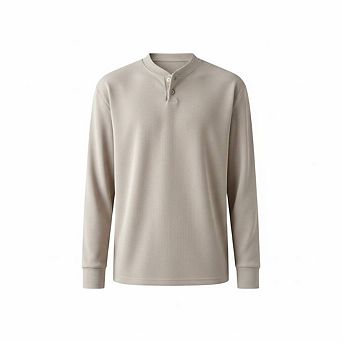 Solid Half Button Long Sleeve Tee
