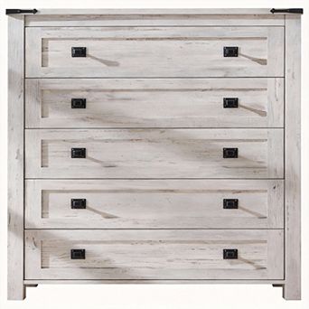 Farmhouse Rustic Wood Chest Drawers Bedroom Hallway 5 Drawers