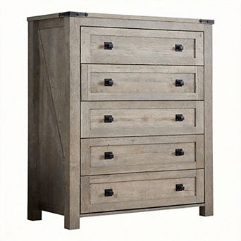Farmhouse Rustic Wood Chest Drawers Bedroom Hallway 5 Drawers