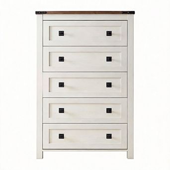 Farmhouse Rustic Wood Chest Drawers Bedroom Hallway 5 Drawers