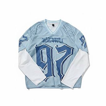 V-Neck 97 Numeric Pattern Mesh T-Shirt (2 in 1)