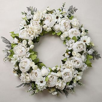 23" Peony Wreath Spring Artificial Floral Door Wall Decor Gift