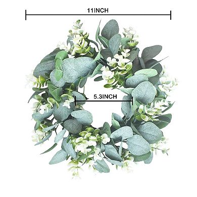 11" Artificial Eucalyptus Wreath Farmhouse Door Wall Window Decor