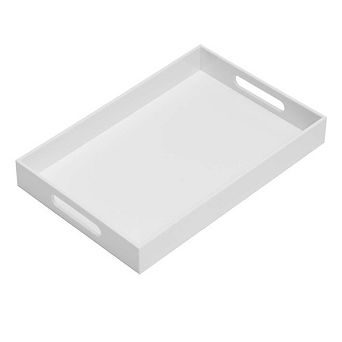 Clear Serving Tray with Handles for Coffee Breakfast Vanity Ottoman