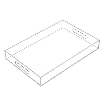 Clear Serving Tray with Handles for Coffee Breakfast Vanity Ottoman