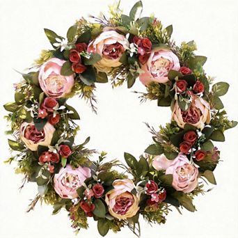 20" Artificial Peony Wreath Wedding Mother Festival