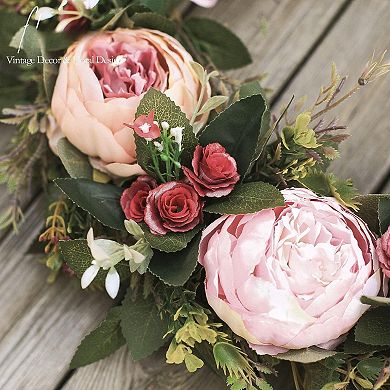 20" Artificial Peony Wreath Wedding Mother Festival