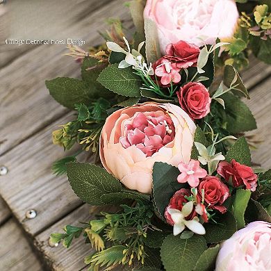 20" Artificial Peony Wreath Wedding Mother Festival