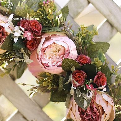 20" Artificial Peony Wreath Wedding Mother Festival