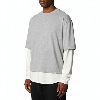 Layered Look Crop Fit Tshirt With Long Sleeves