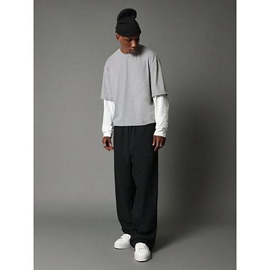 Layered Look Crop Fit Tshirt With Long Sleeves