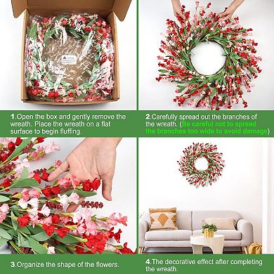 26" Front Door Spring Summer Wreath All Season Indoor Outdoor Decor