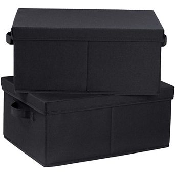 Linen Foldable Storage Bins with Lids and Handles