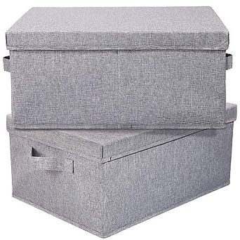 Linen Foldable Storage Bins with Lids and Handles