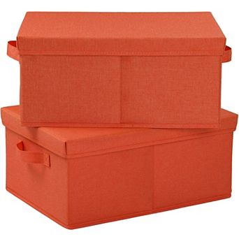 Linen Foldable Storage Bins with Lids and Handles