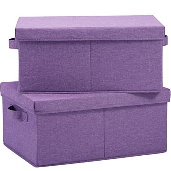 Linen Foldable Storage Bins with Lids and Handles