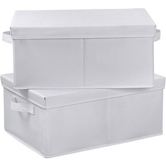 Linen Foldable Storage Bins with Lids and Handles