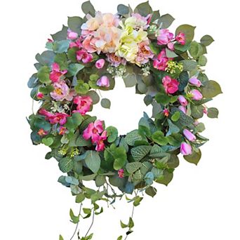 24" Spring Front Door Wreath Tulip Hydrangea Peony Wedding Mother Decor