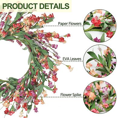 24in Front Door Wreath Spring Summer All Seasons Indoor Outdoor Decor