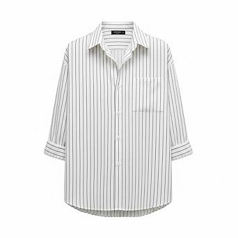 Single-Breasted Pocket Loose Striped Shirt