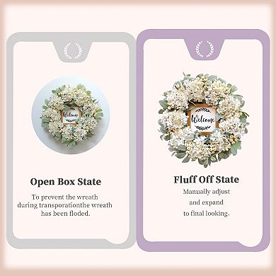 22" Year Round Spring Summer Wreath Hydrangea Lamb Leaf Berry Welcome Decor