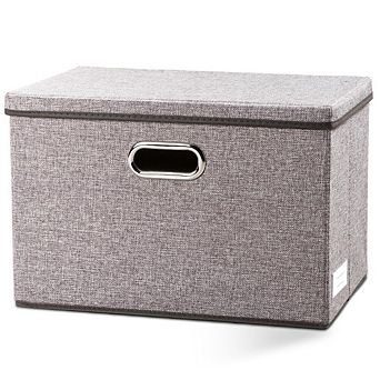 Foldable Linen Storage Bin with Lid Handles Divider