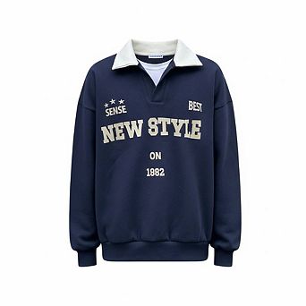 Contrast Color Letter Printed Drop Shoulder Sweatshirt