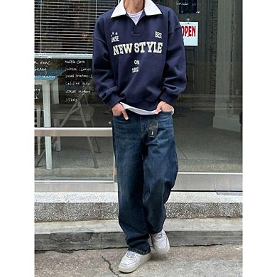 Contrast Color Letter Printed Drop Shoulder Sweatshirt