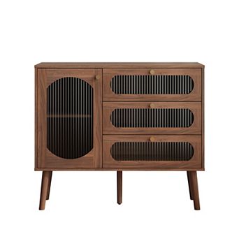 Flashbin Natural 3-Drawer Modern Accent Cabinet with Side Storage Door