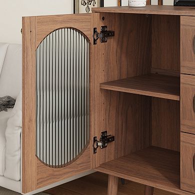 Flashbin Natural 3-Drawer Modern Accent Cabinet with Side Storage Door