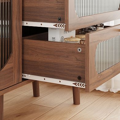 Flashbin Natural 3-Drawer Modern Accent Cabinet with Side Storage Door