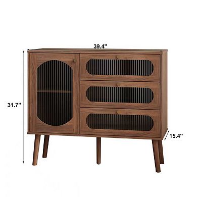 Flashbin Natural 3-Drawer Modern Accent Cabinet with Side Storage Door