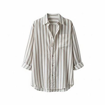 Jacquard Striped Long Sleeve Casual Shirt