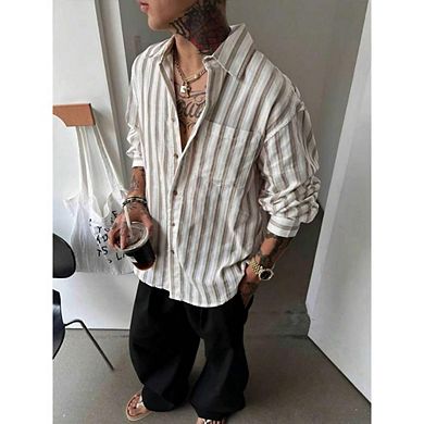 Jacquard Striped Long Sleeve Casual Shirt