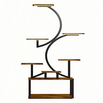 62" Indoor Grow Light Plant Stand 8 tier S-Shape Metal Shelf