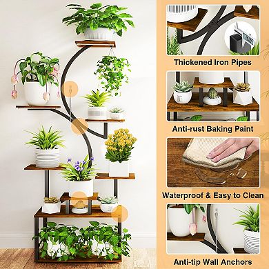 62" Indoor Grow Light Plant Stand 8 Tier S-Shape Metal Shelf