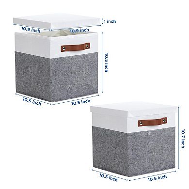 Foldable Fabric Storage Bins with Lids 2-Pack Multi-Purpose Organizer
