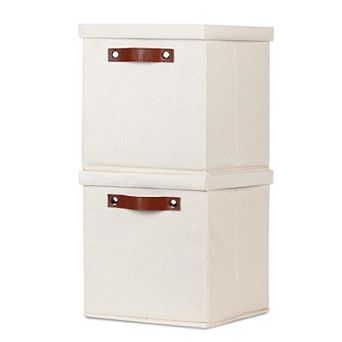 Foldable Fabric Storage Bins with Lids 2-Pack Multi-Purpose Organizer