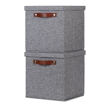 Foldable Fabric Storage Bins with Lids 2-Pack Multi-Purpose Organizer