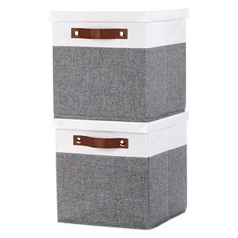 Foldable Fabric Storage Bins with Lids 2-Pack Multi-Purpose Organizer