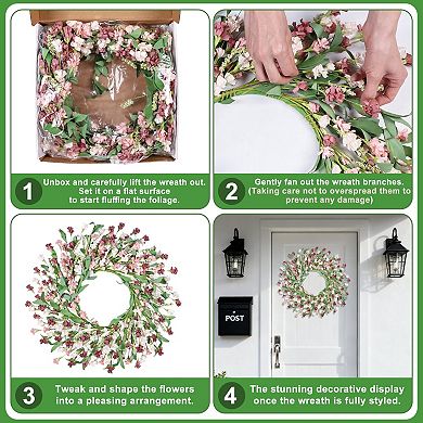 24" Spring Summer Paper Flower Wreath All Seasons Home Decor