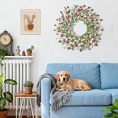 24" Spring Summer Paper Flower Wreath All Seasons Home Decor