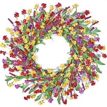 24" Spring Summer Paper Flower Wreath All Seasons Home Decor