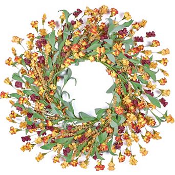 24" Spring Summer Paper Flower Wreath All Seasons Home Decor