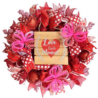 20" Valentine Mesh Wreath Ribbon Berry Wedding Decor