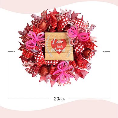 20" Valentine Mesh Wreath Ribbon Berry Wedding Decor